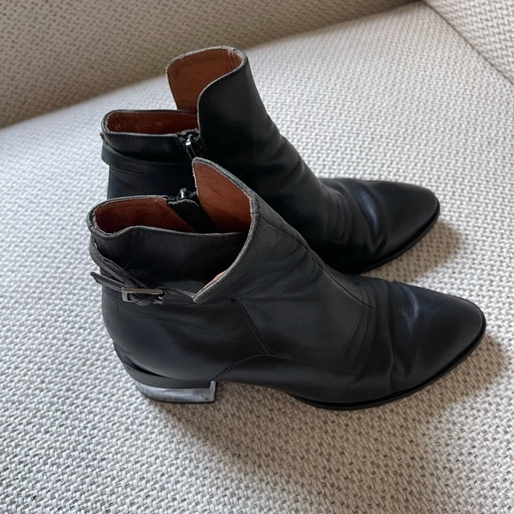 Jeffrey Campbell Black Genuine Leather Ankle Boot with Clear Heel - Picture 4 of 11